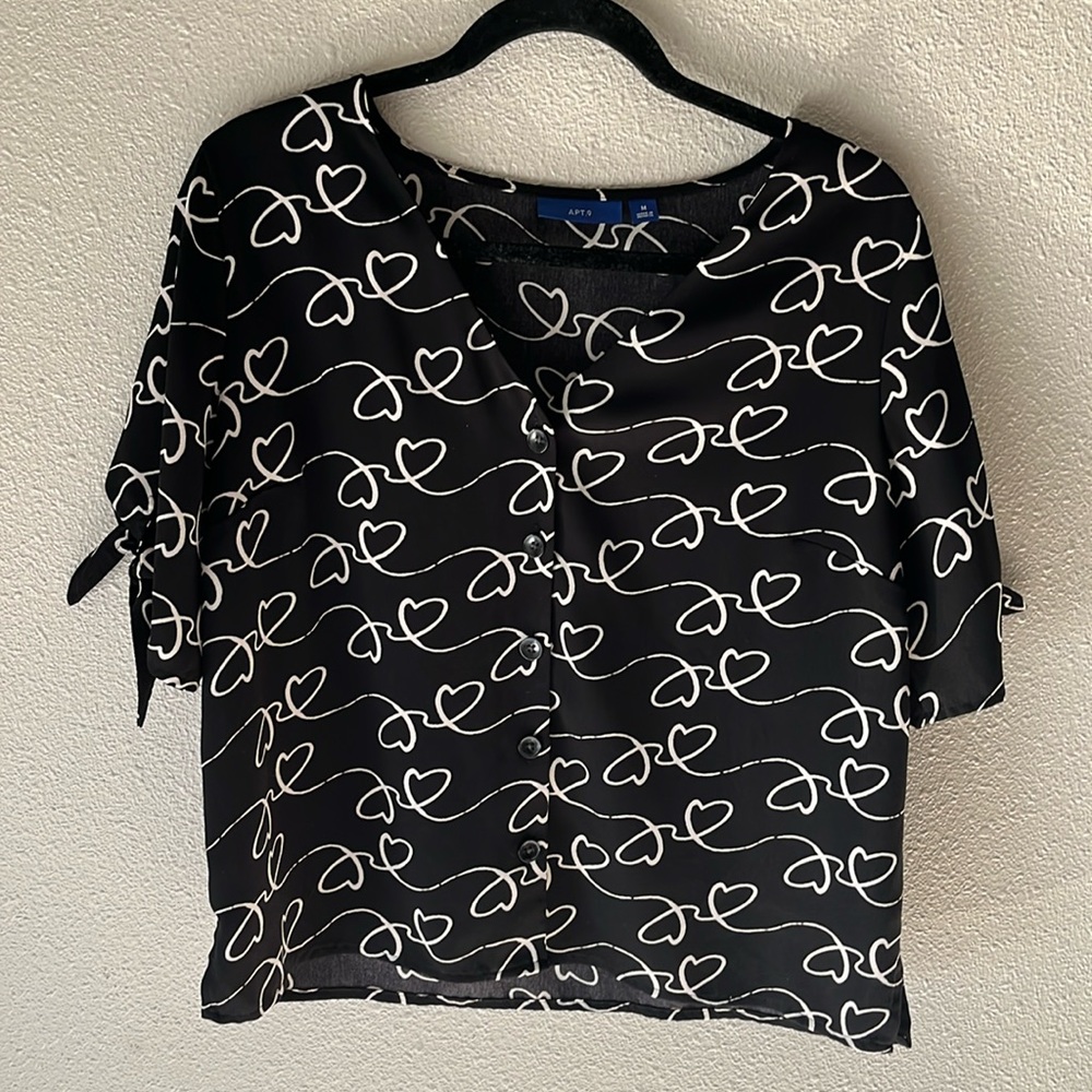 Women's Apt. 9® Tie Sleeve Button Front Blouse